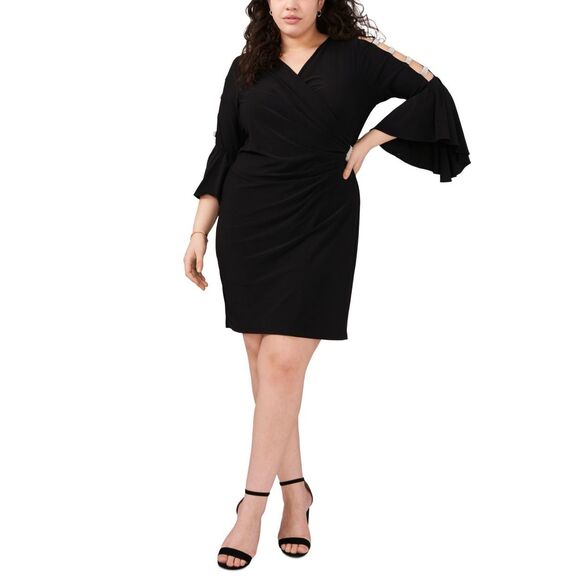 Plus Size MSK Bell Ladder Rhinestone Trim Wrap Dress Size 1X - Picture 1 of 3